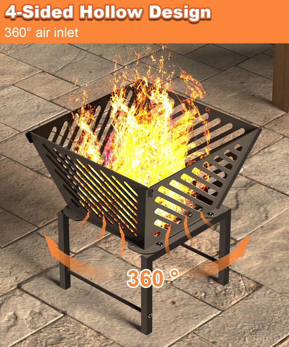 Mondazie top view with logs demonstrating roomy firebox for longer burns