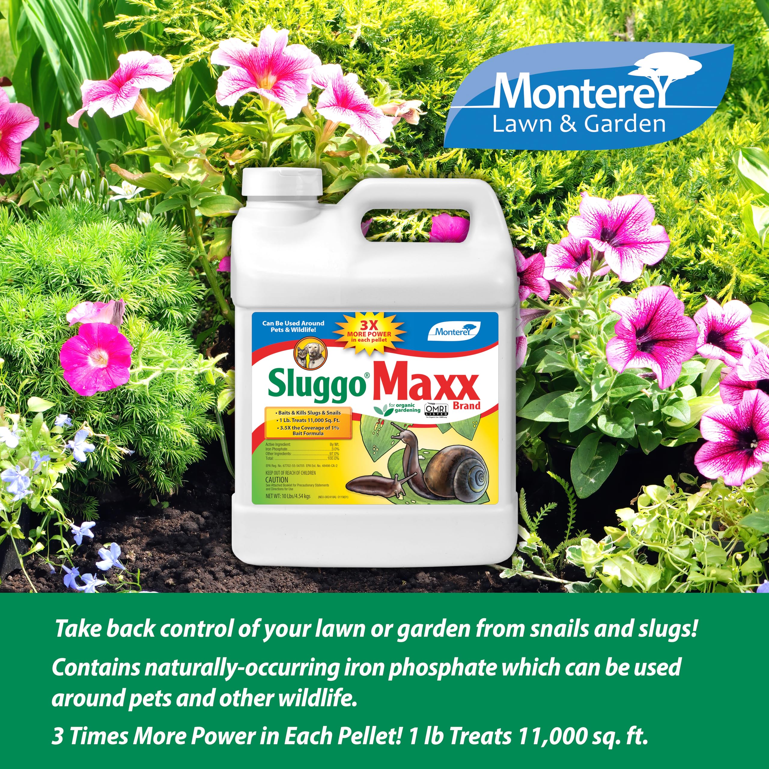 Monterey Sluggo Maxx OMRI label detail indicating organic compatibility
