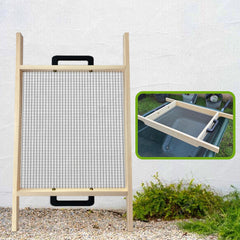Montex soil sifter front view showing full frame and mesh for quick screening