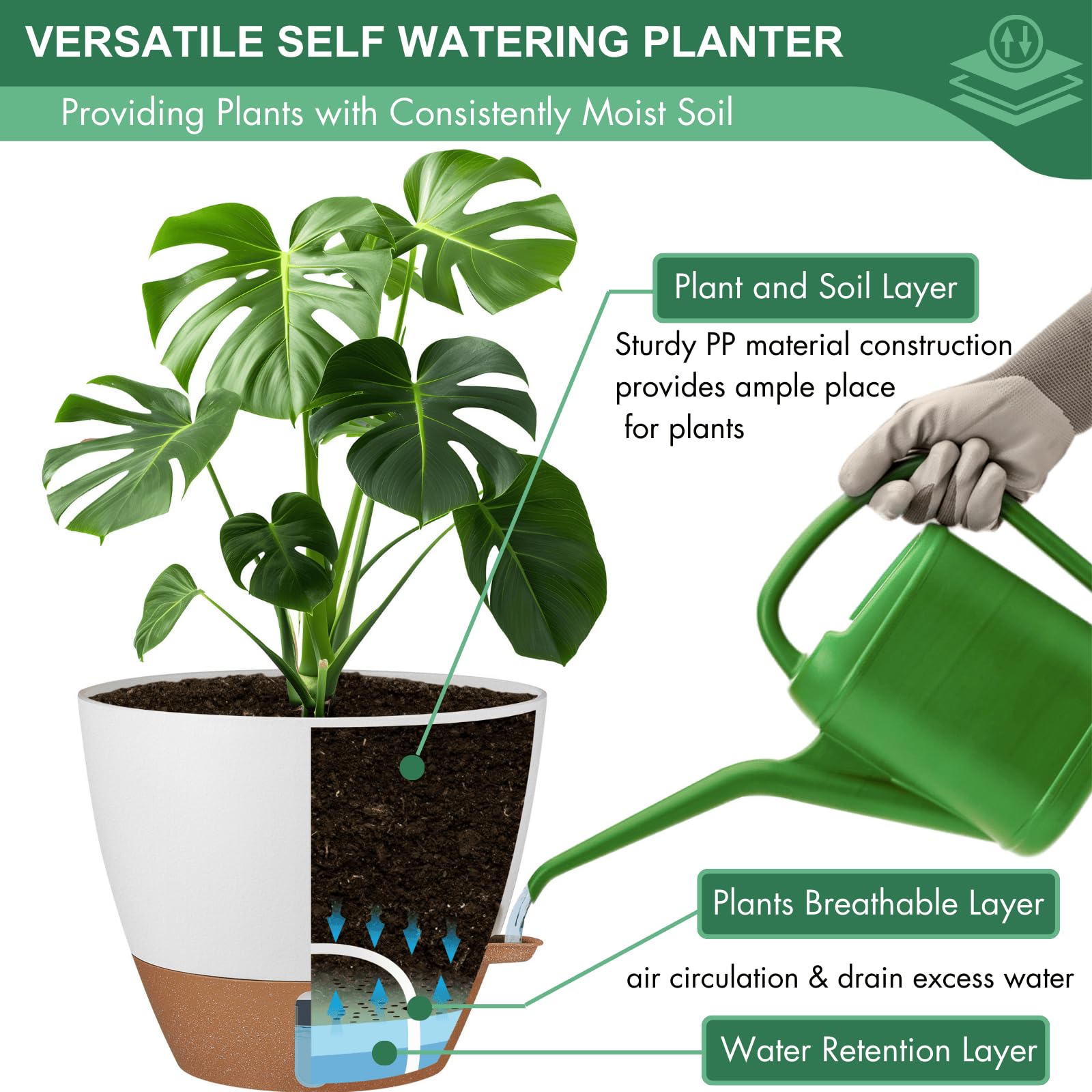 montresor 8-inch pot with kitchen herbs demonstrating compact usability