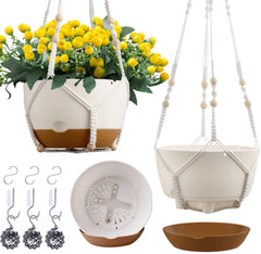 montresor front view of three hanging planters showing complete set and benefits