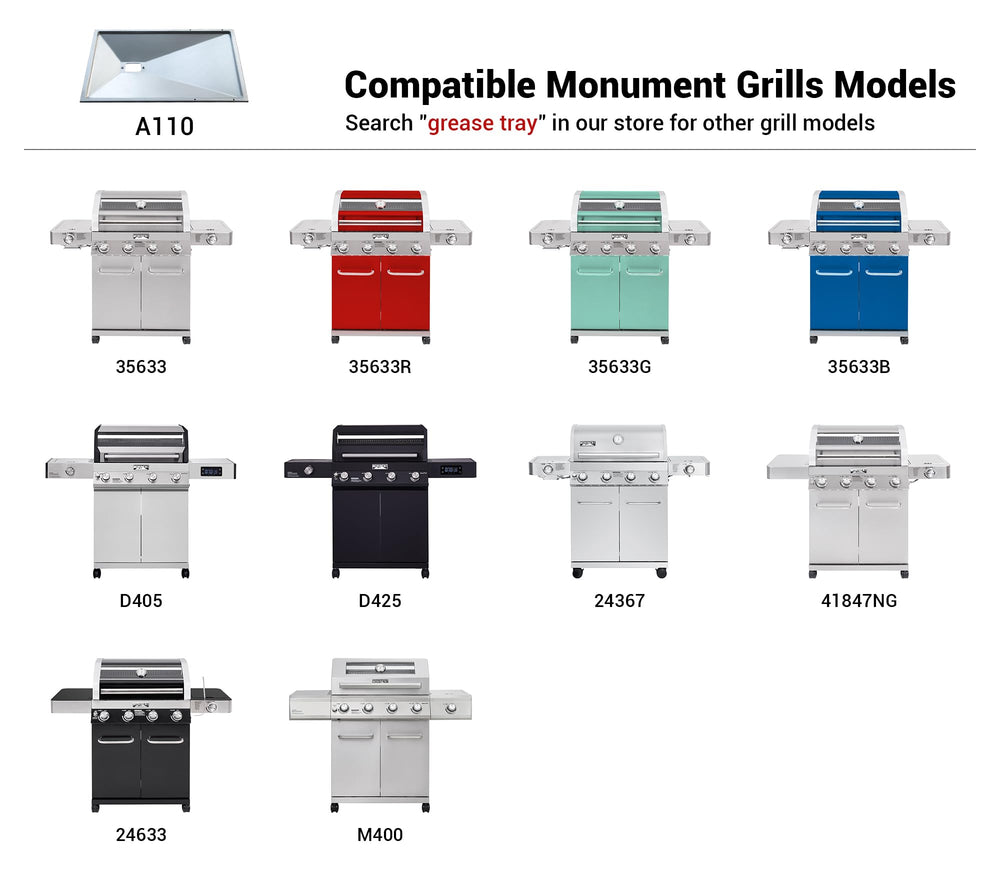 Monument Grills A110 next to ruler showing 27.4x13.8 inch size