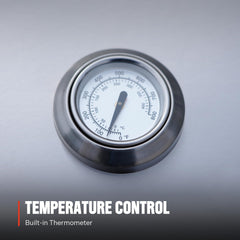 Monument Grills built-in thermometer close detail for quick temperature checks while cooking
