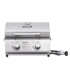 Monument Grills front view with closed lid showing compact portability and secure travel locks