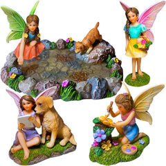 Mood Lab front packaging showing five resin fairy pond statues and neat arrangement benefit