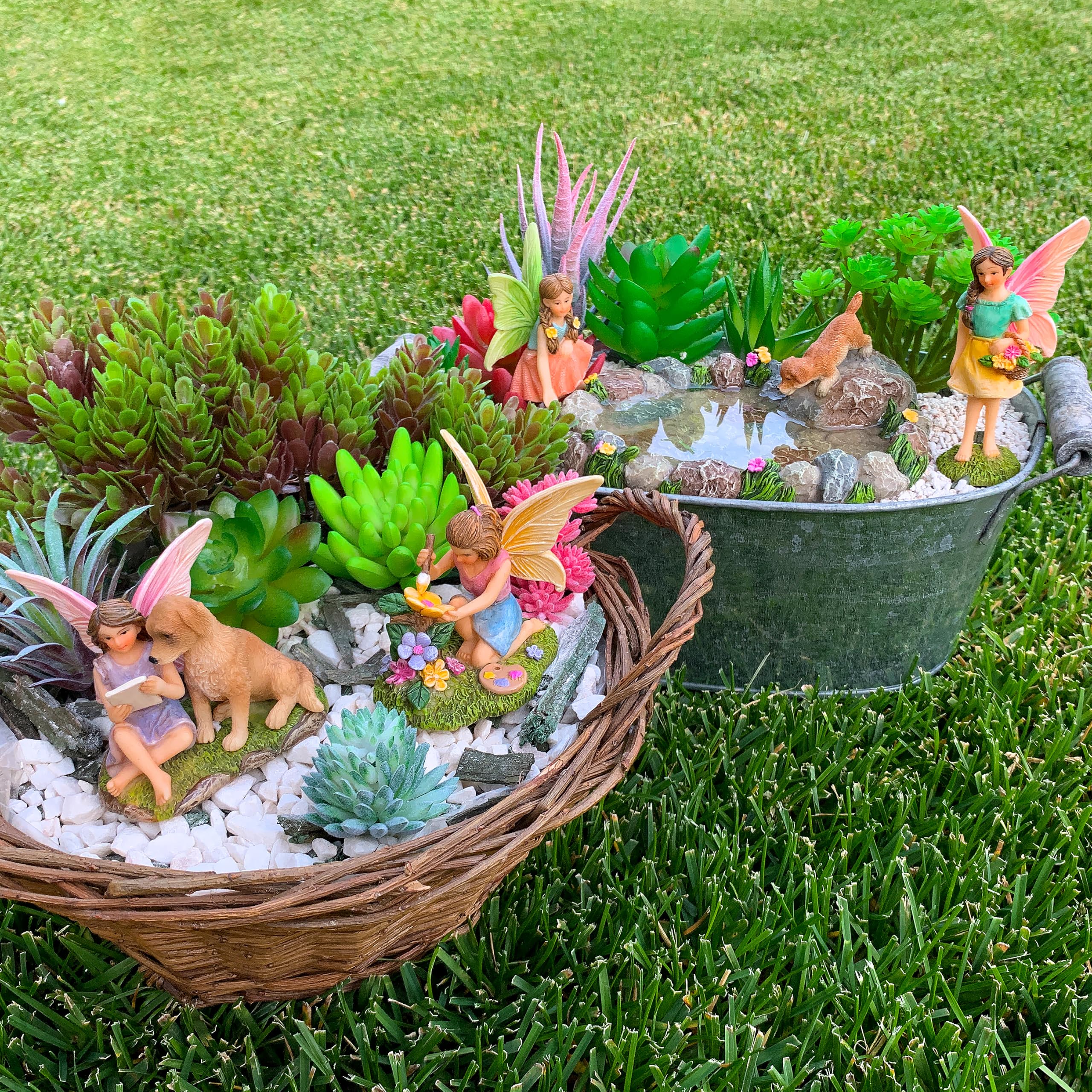 Mood Lab pieces arranged inside a terrarium showing layered miniature garden effect benefit