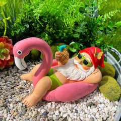 Mood Lab gnome flamingo close detail of face and hands for handcrafted charm