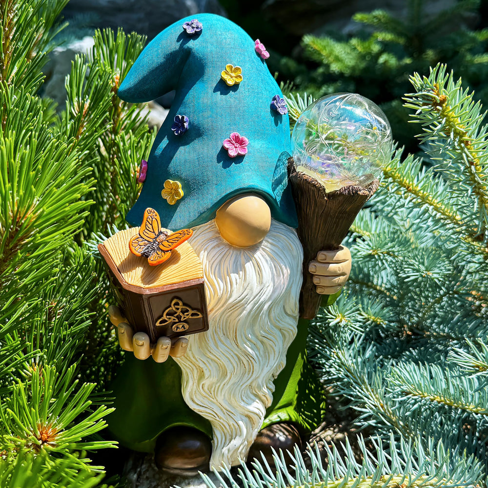 Mood Lab gnome close-up on hand-painted robe and color detail for visual interest
