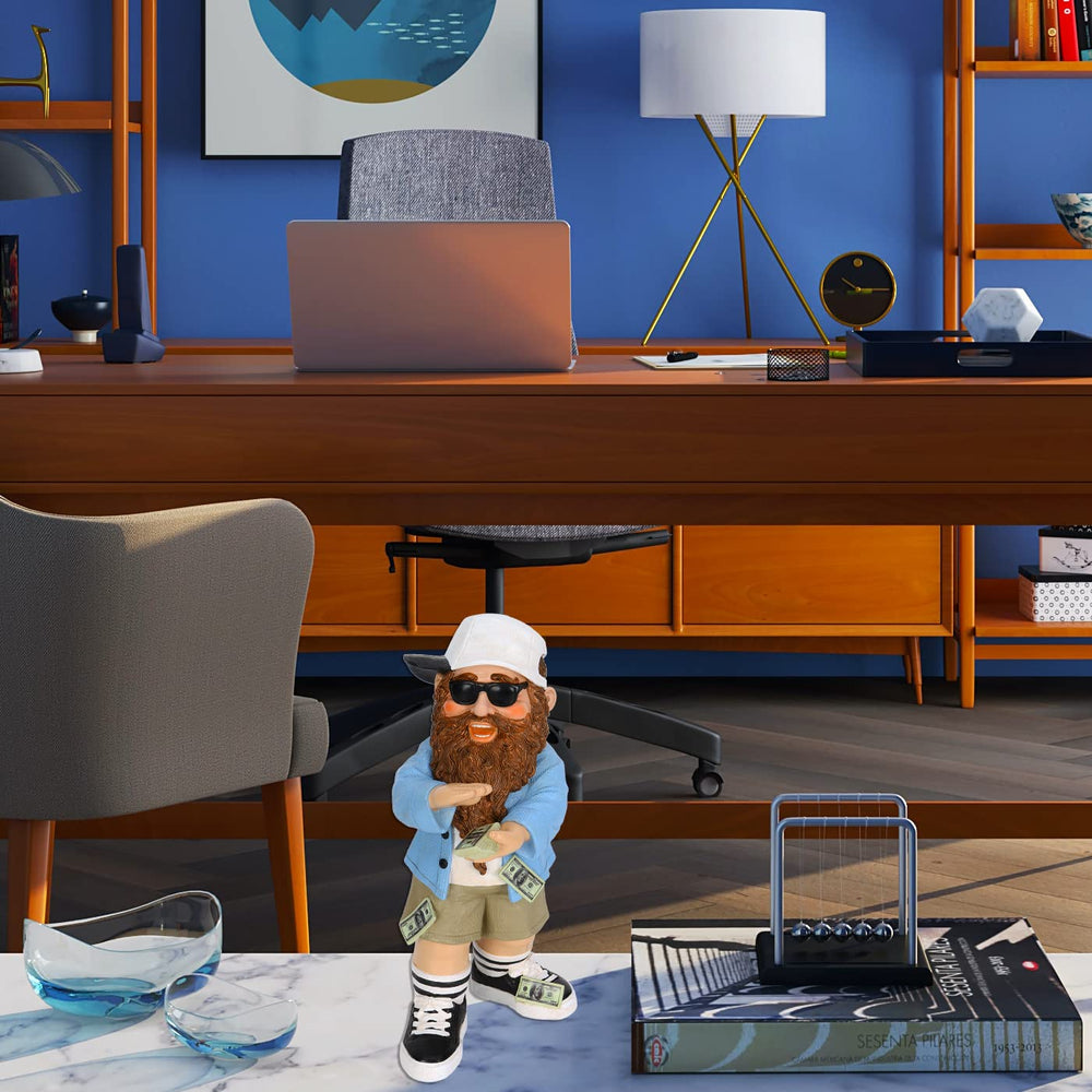 Mood Lab gnome styled on indoor shelf bringing character to décor