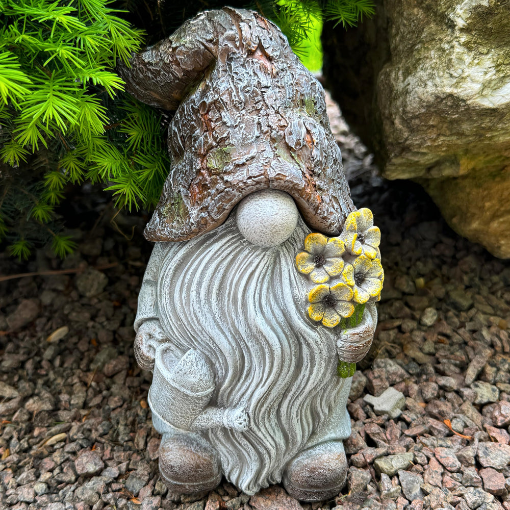 Mood Lab gnome on porch step providing charming entryway concealment