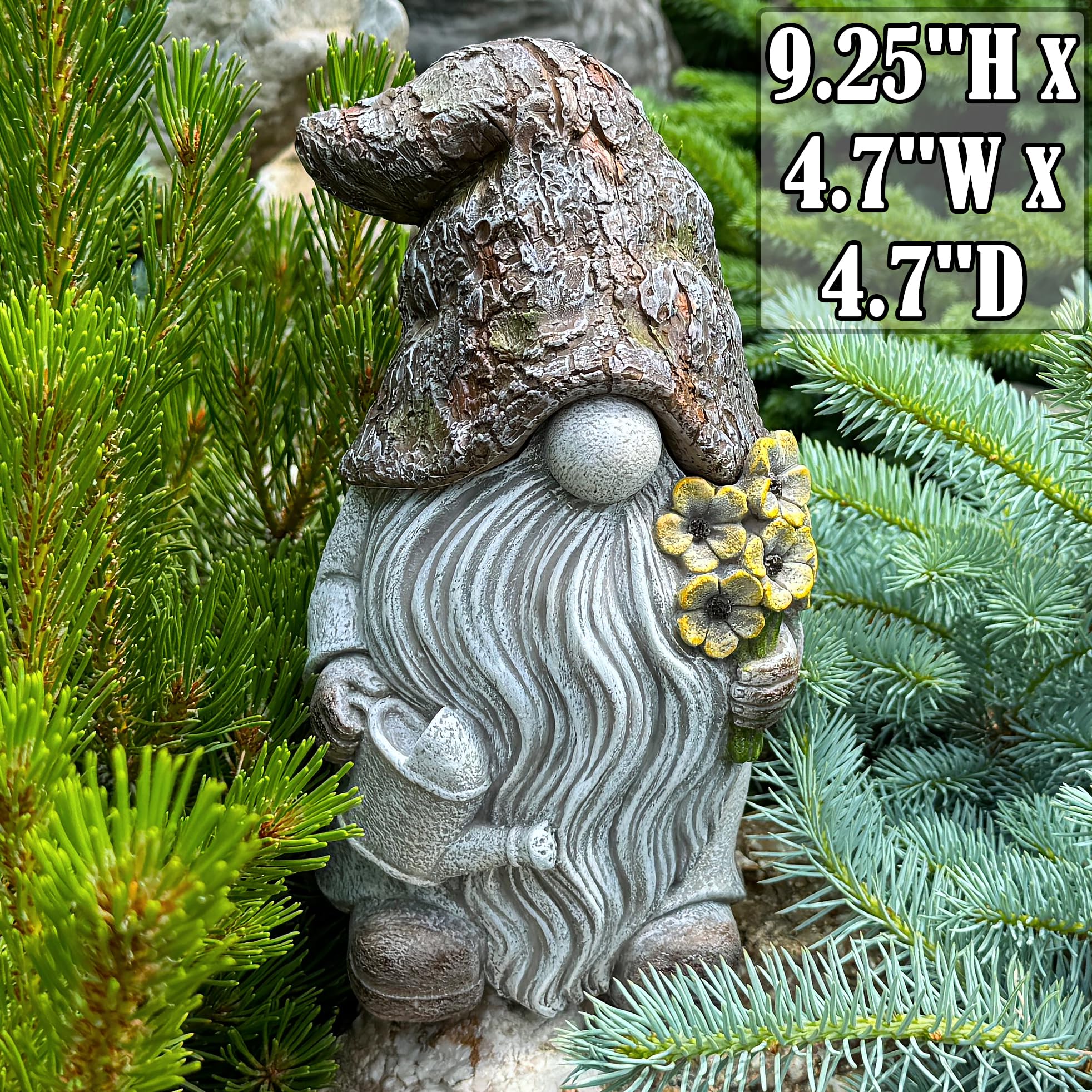 Mood Lab gnome side profile demonstrating stable outdoor display