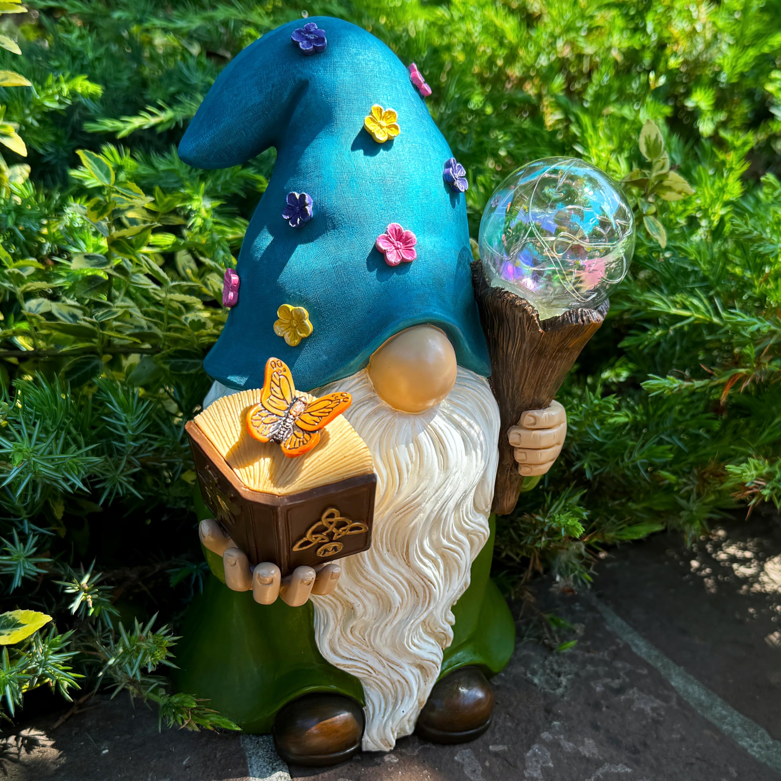 Mood Lab gnome beside ruler showing 9.45-inch scale for correct size reference