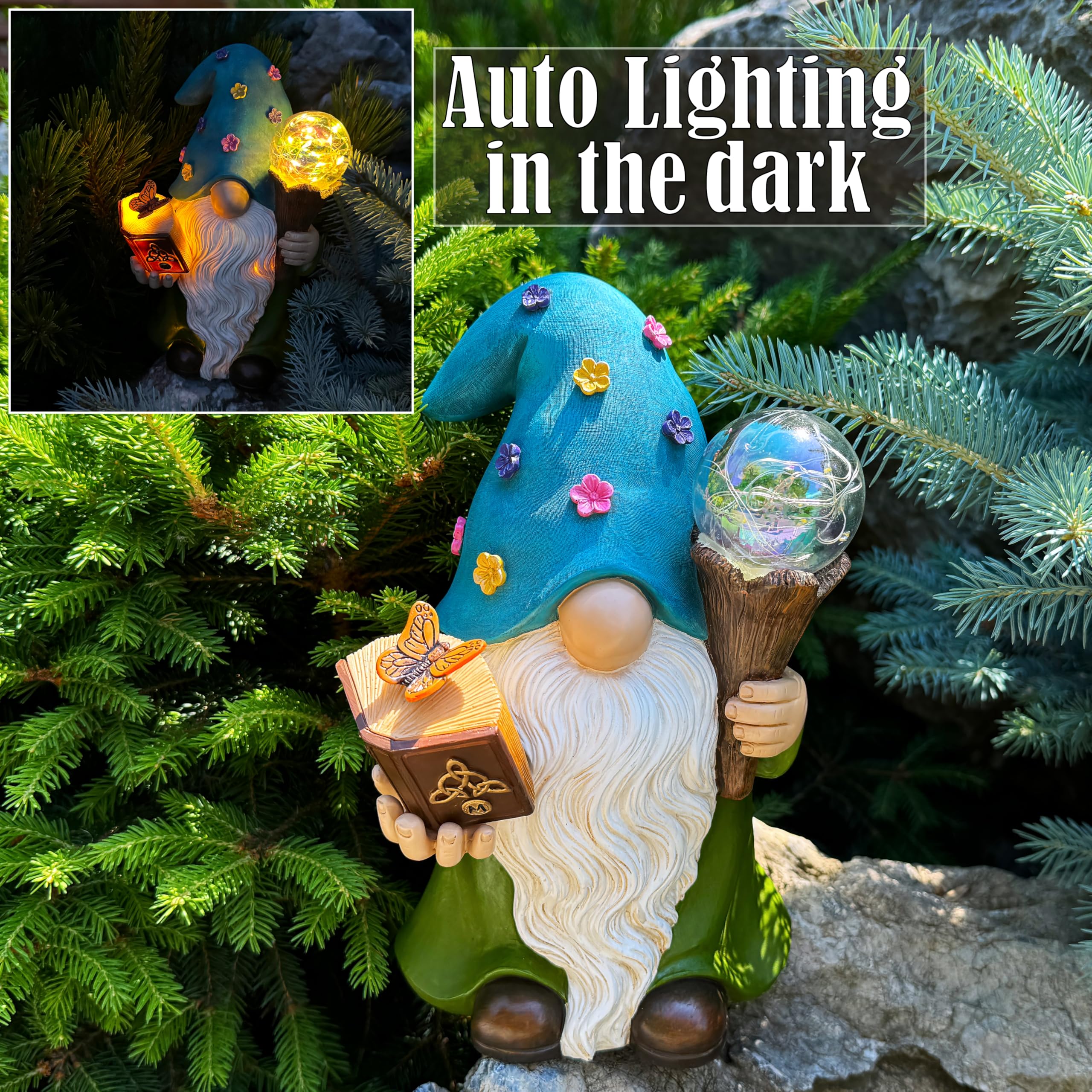 Mood Lab gnome solar panel top view showing charging area for reliable nightly light