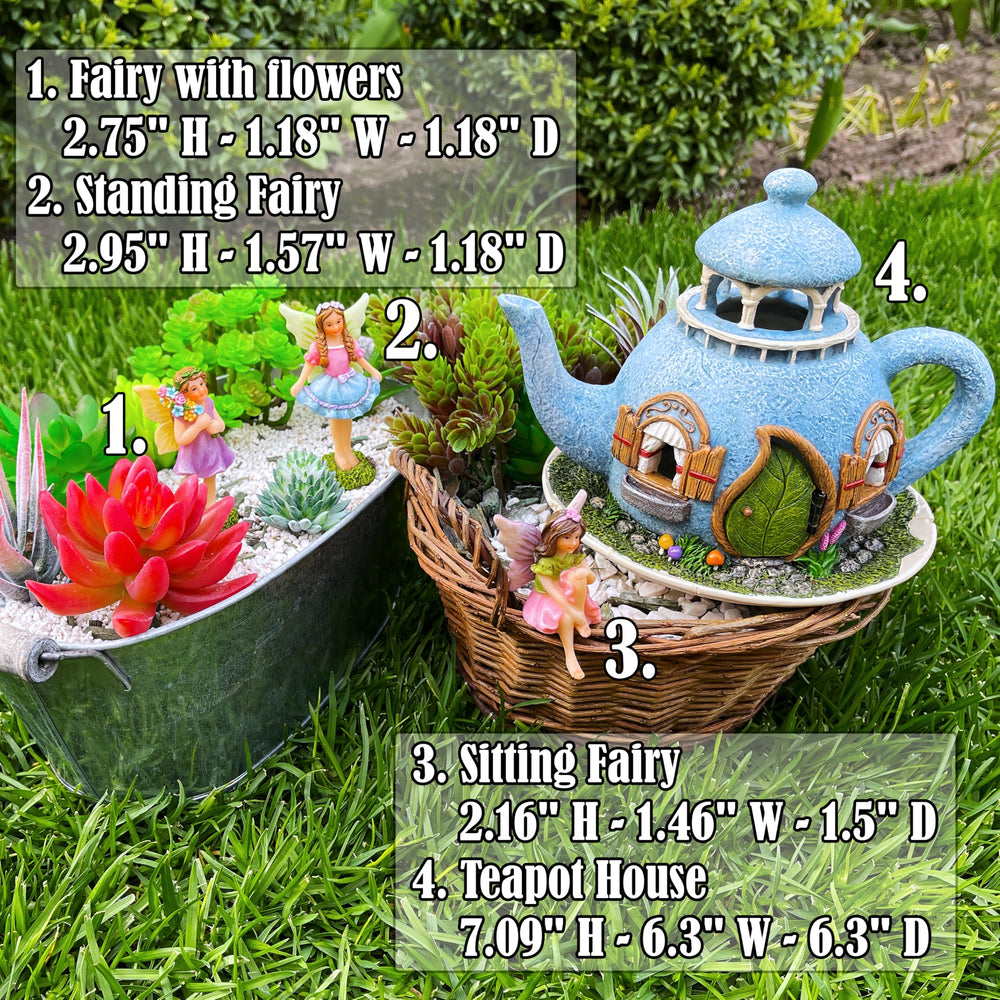 Mood Lab teapot house placed in a planter adding charm and focal interest