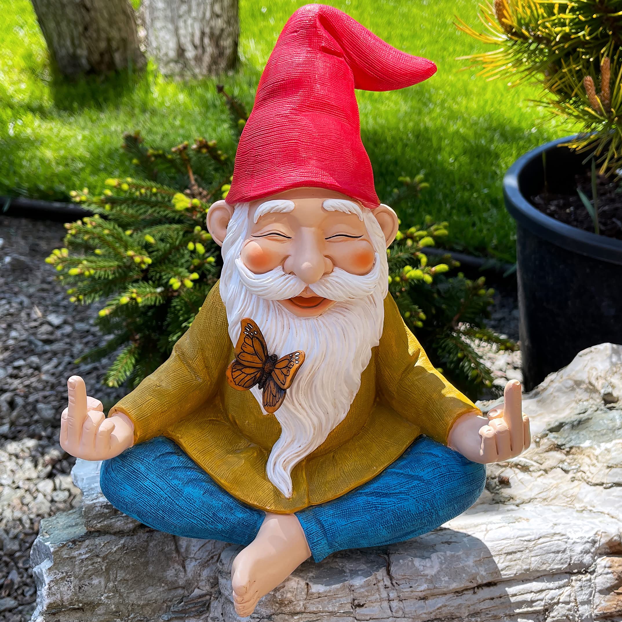 Mood Lab gnome hand gesture detail emphasizing bold middle finger and contrast