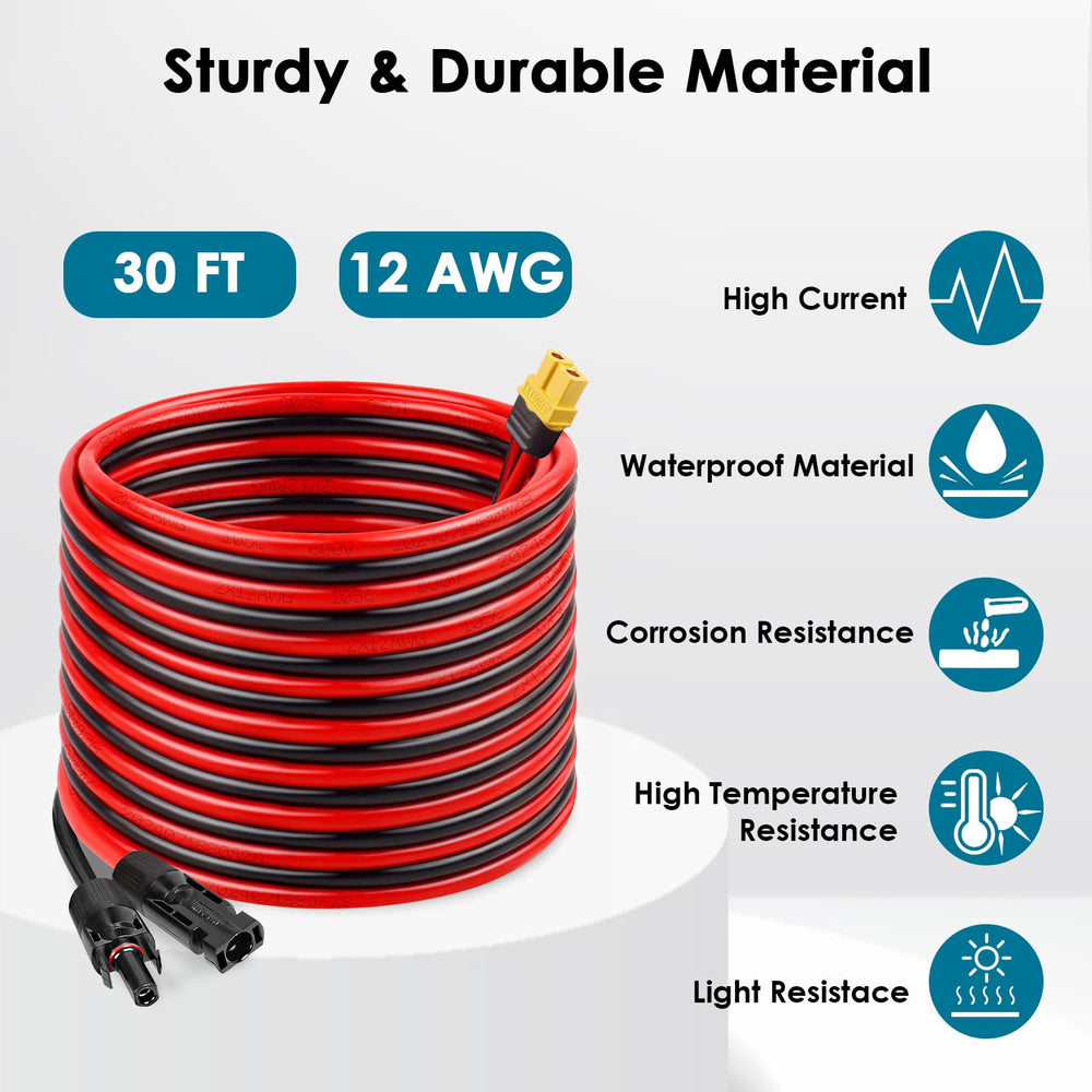 MOOKEERF cable laid flat showing the full 30ft length for flexible panel placement