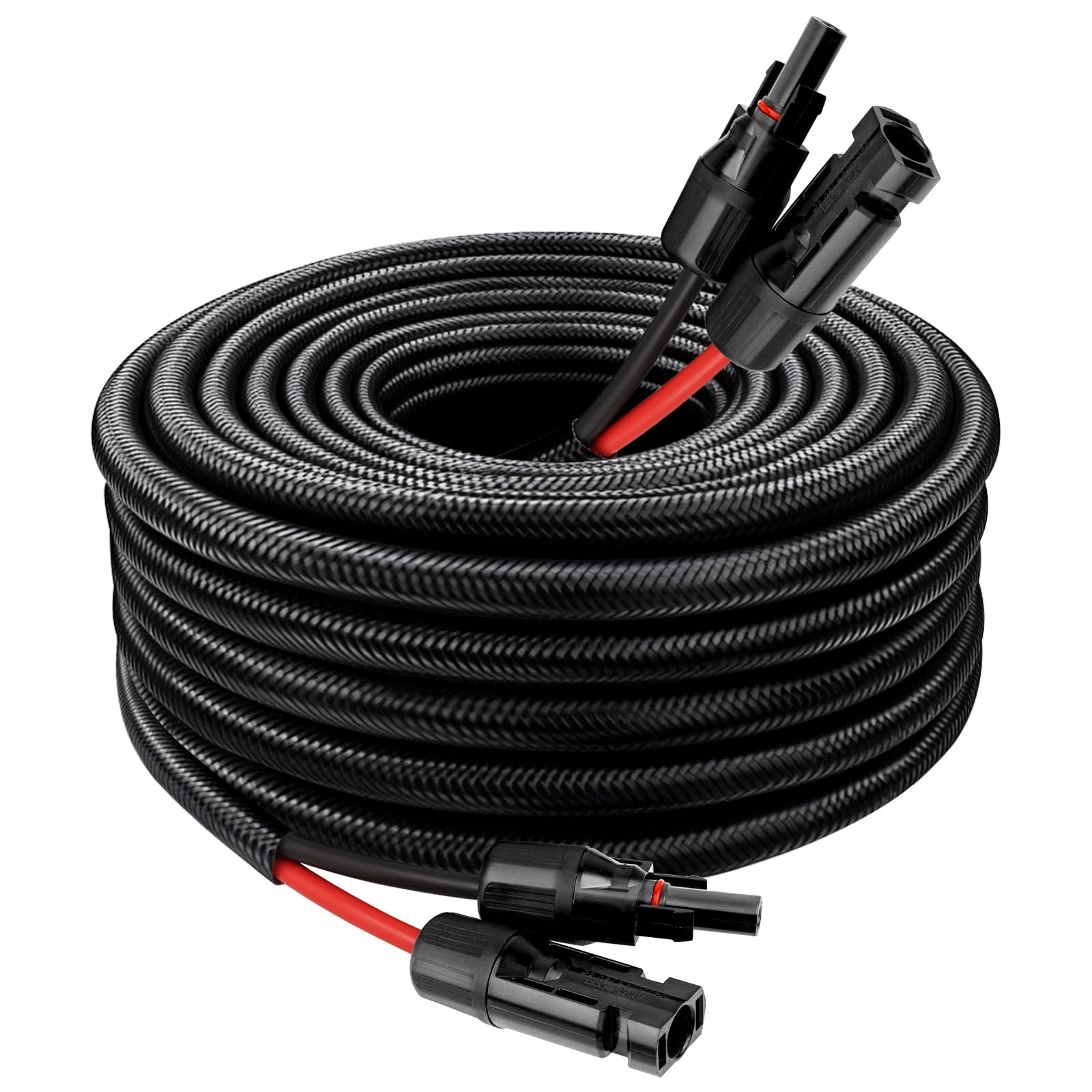 MOOKEERF front view of 10AWG 20FT solar cable set showing ready‑to‑use pair