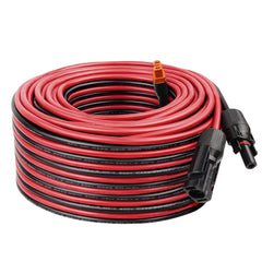 MOOKEERF front view of 60ft 10AWG solar to XT60i cable showing connectors and length benefit
