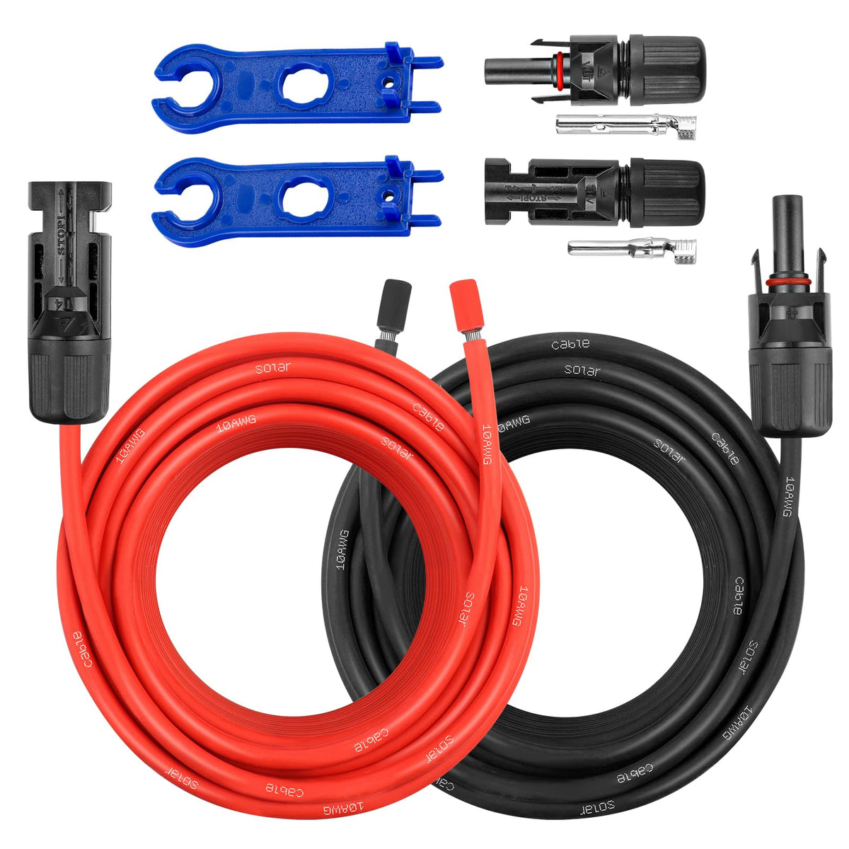 MOOKEERF front view of 50ft red and black cables for fast installation