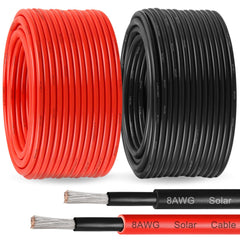 MOOKEERF front view of black and red 100 ft rolls showing polarity clarity and neat packaging