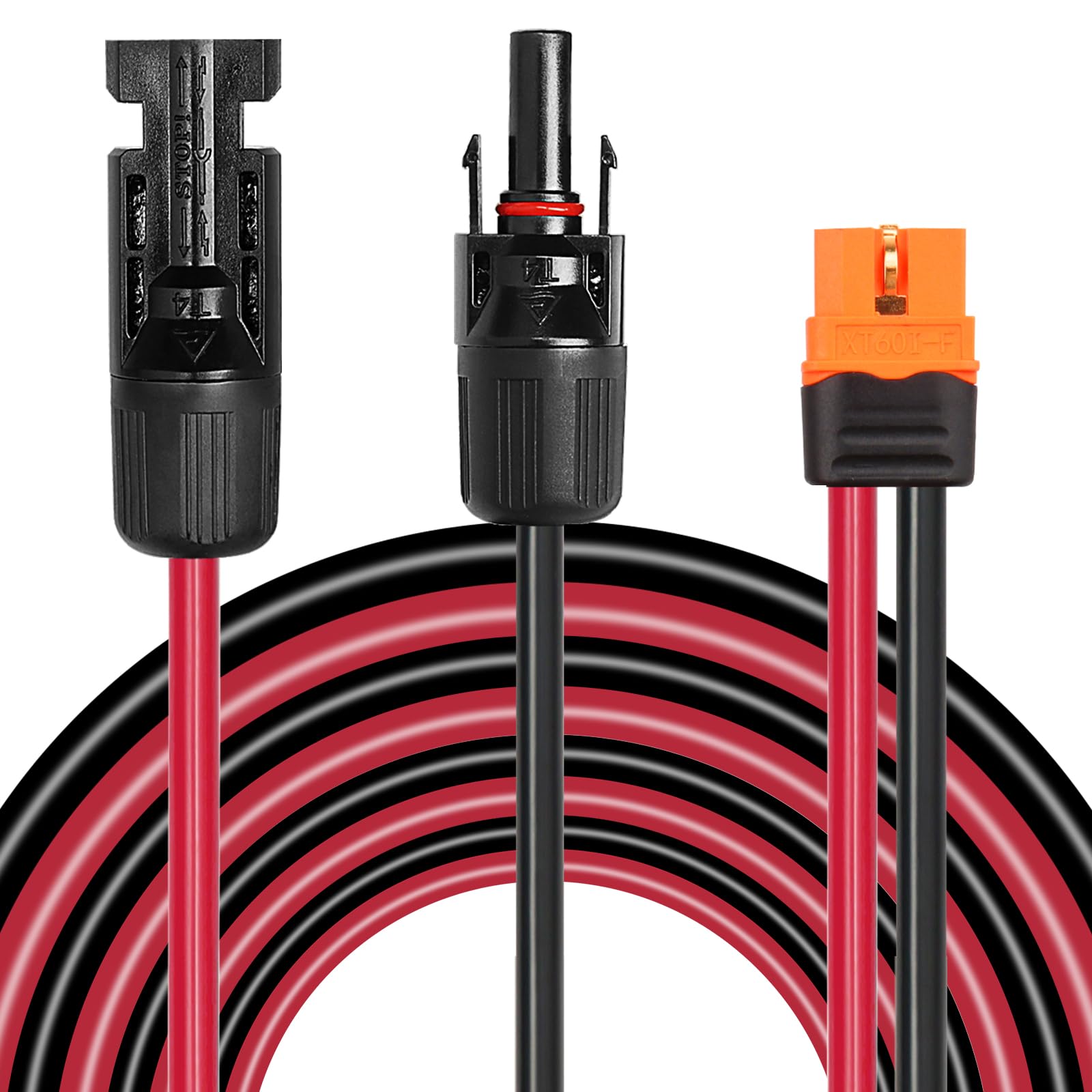 MOOKEERF front view of 10ft 10AWG cable showing durable connectors and benefit reliable connection