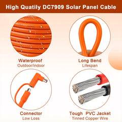 MOOKEERF coiled 20ft cable showing full length for flexible solar panel placement