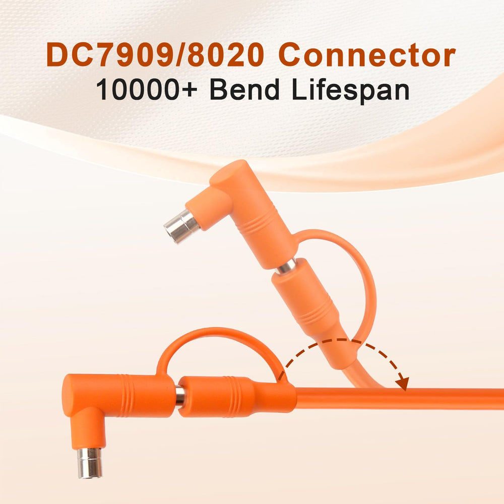 MOOKEERF cable connected from solar panel to portable power station delivering stable charge