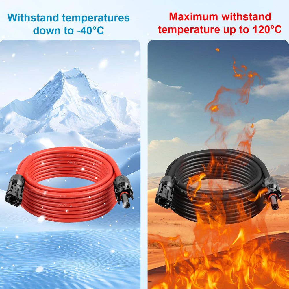 MOOKEERF product label close-up showing 10AWG, XLPE insulation, and temperature ratings
