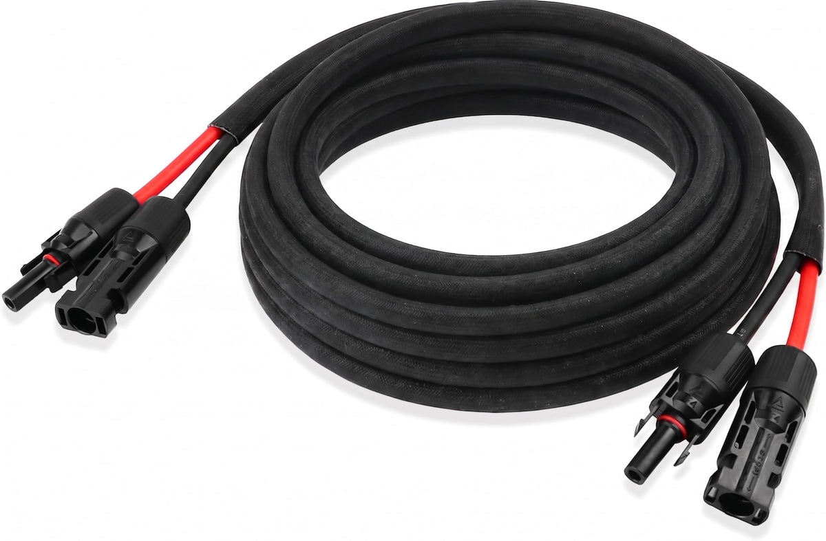 MOOKEERF front view of paired 15FT 10AWG cables showing connectors and color coding for easy installation