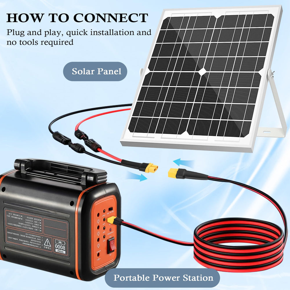 MOOKEERF XT60 connected to portable power station illustrating stable power transfer benefit