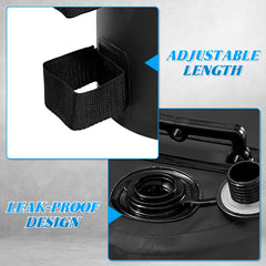 MOOKNAT filled weight attached to canopy leg demonstrating stability benefit