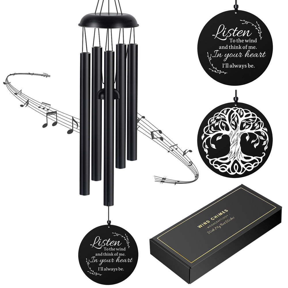 Mooncraftlogy front packaging view showing elegant memorial wind chime gift
