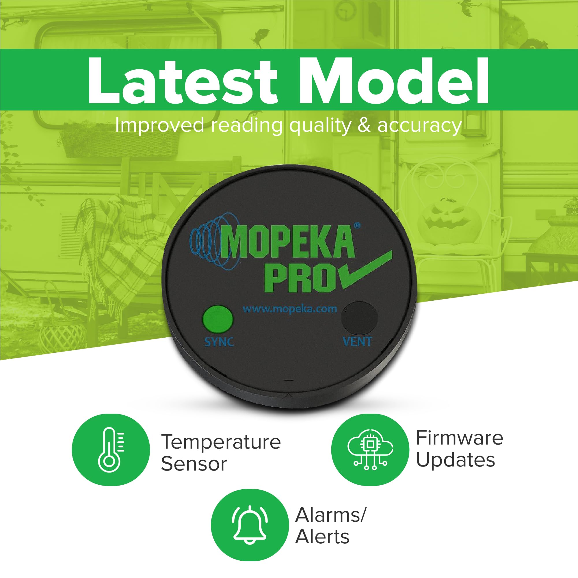 Mopeka sensor attached inside adhesive collar showing extra retention for harsh environments