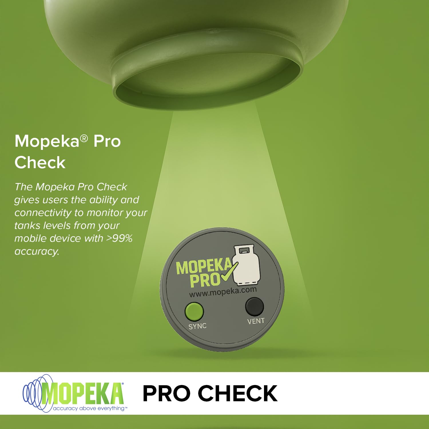 Mopeka Pro Check side mount detail demonstrating magnetic grip and secure attachment