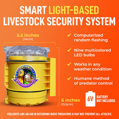 Mopet Marketplace Foxlights mounted on a chicken coop providing visible perimeter deterrence