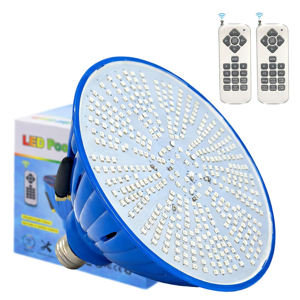Mopzlink front view of pool light packaging showing product and features for easy buying