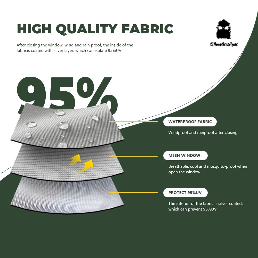 MordenApe mesh sidewall in camping setup adding shade, airflow, and bug-free space