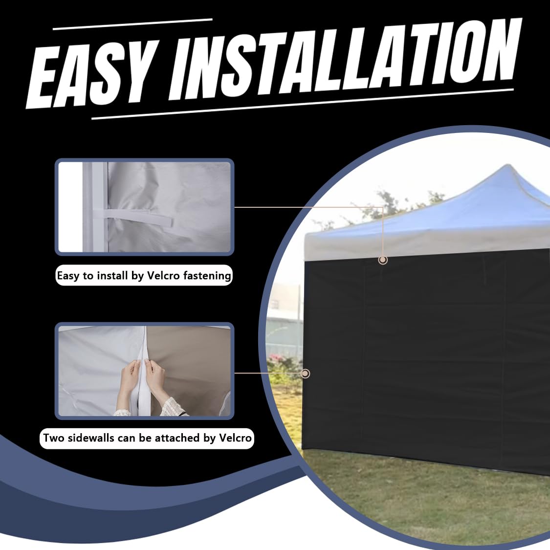 MordenApe three panels joined to create U-shaped enclosure for vendor or event shelter