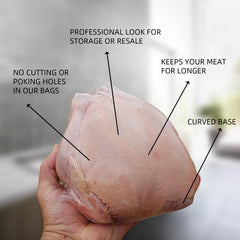 Morepack bagged turkey after shrinking showing tight wrap and freezer protection