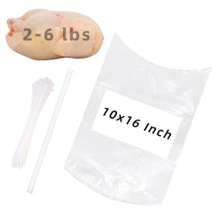 Morepack front packaging showing 100 poultry shrink bags and zip ties, organized for quick use