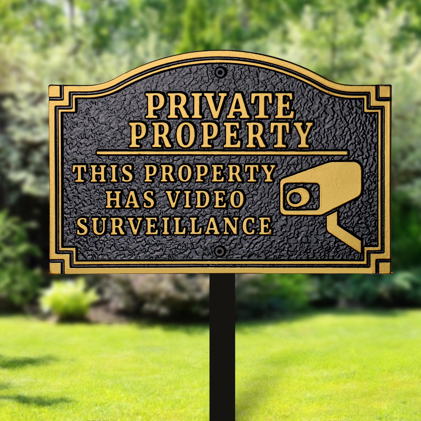 Morgtta sign attached to fence showing neat installation and deterrent
