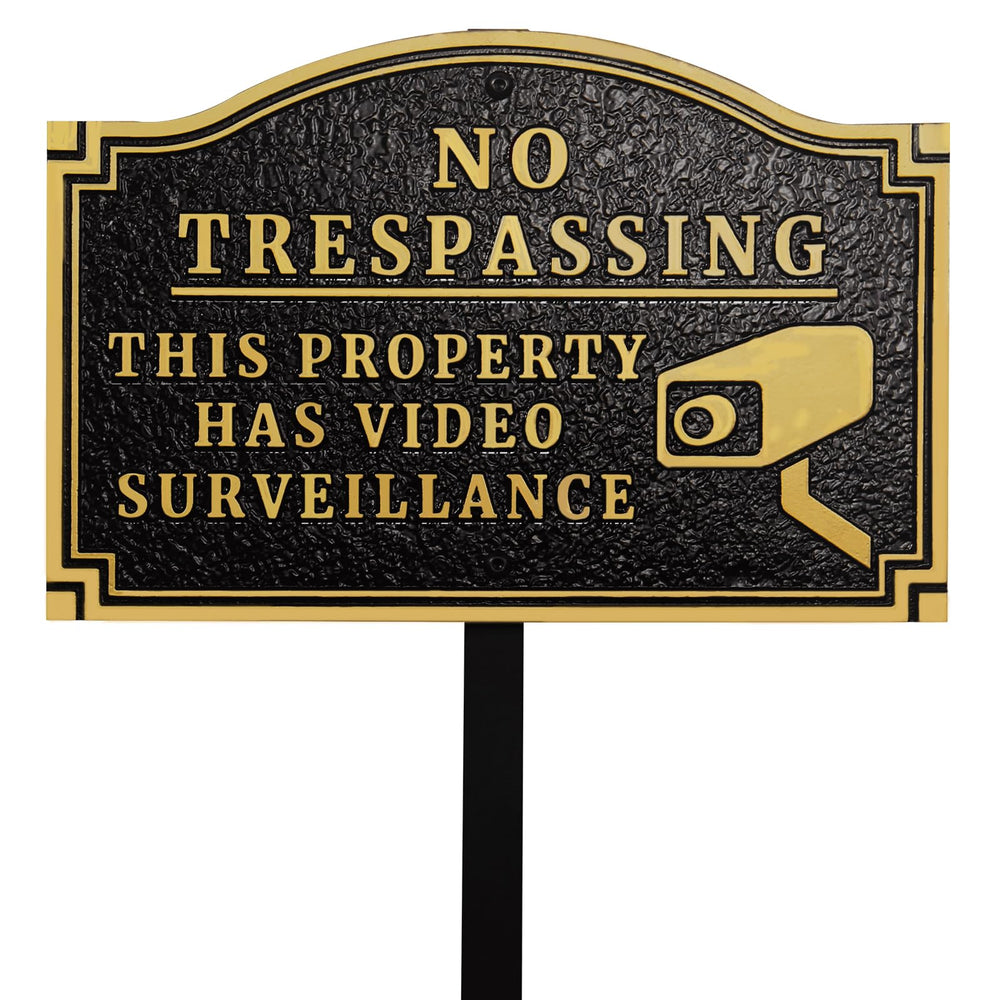 Morgtta front view of sign showing clear surveillance message and curb appeal