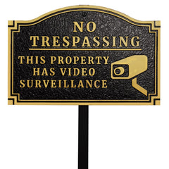Morgtta front view of sign showing clear surveillance message and curb appeal