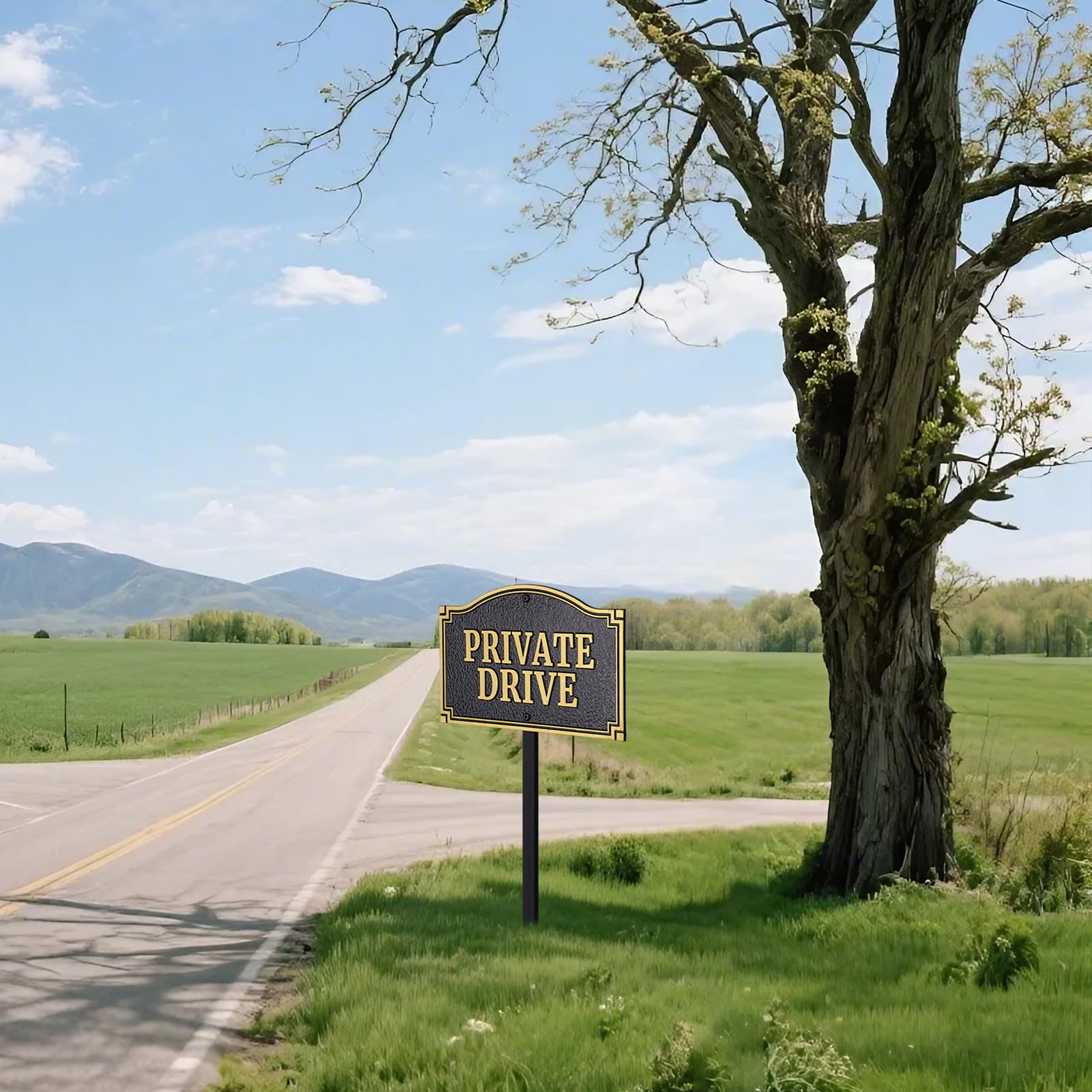 Morgtta sign next to hand for scale illustrating compact readable size