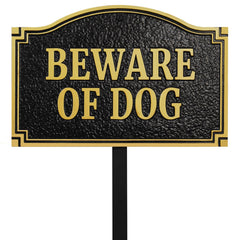 Morgtta cast plaque front view showing clear warning and curb appeal