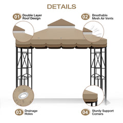 Morikoro double-roof vented detail illustrating airflow and reduced heat under canopy