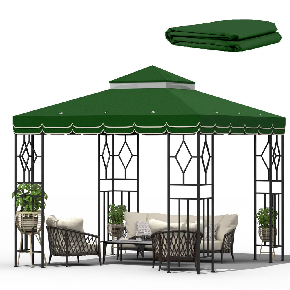 Morikoro front view green lace top showing full canopy and decorative trim benefits shade