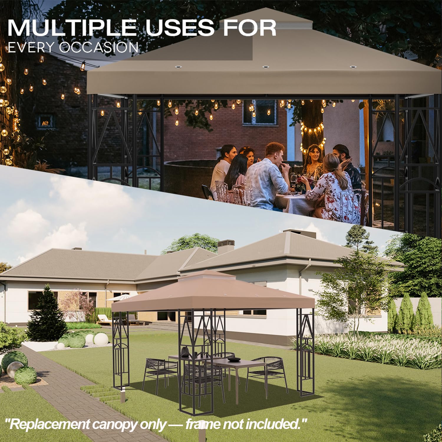 Morikoro canopy in use on patio providing shaded outdoor living area