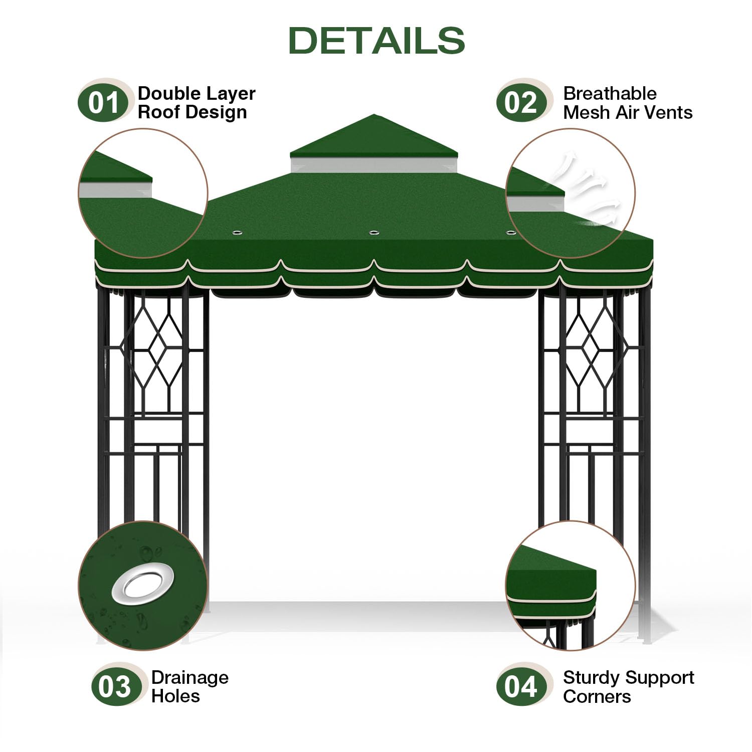 Morikoro vented double roof detail showing airflow and reduced wind uplift benefit