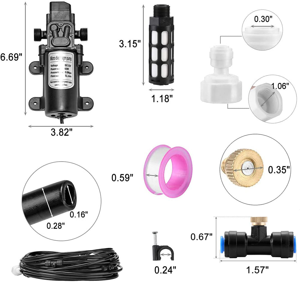 Mornajina full kit layout showing size comparison and included mounting hardware
